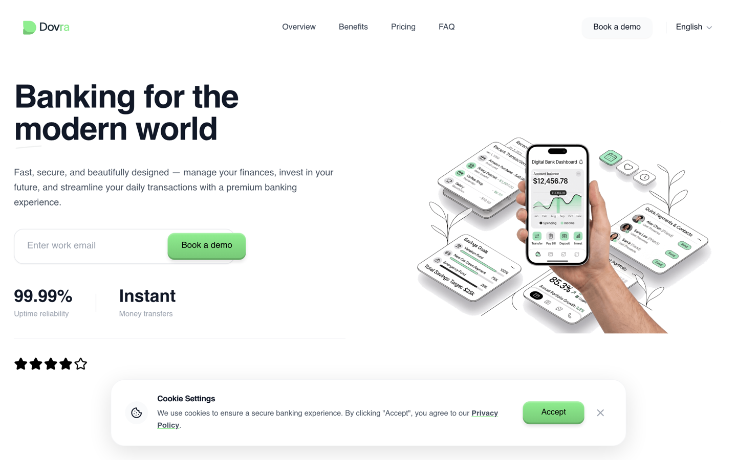 Dov — banking landing page